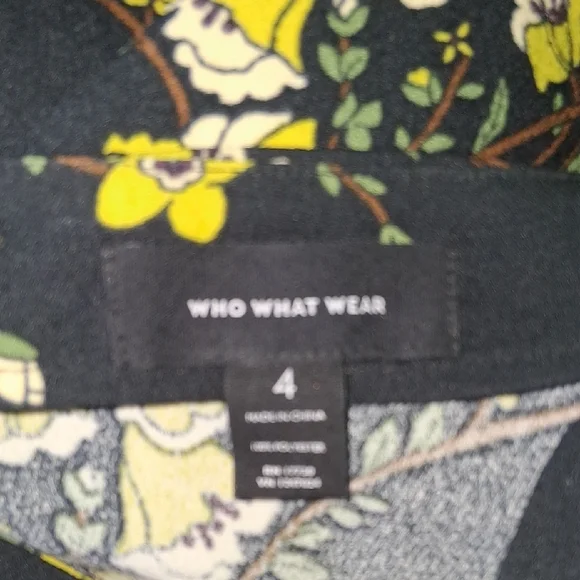 Who What Wear Black Skater Skirt with Yellow Floral Print - Picture 3 of 4